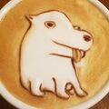 Joel Guerra's previous YouTube and Twitter icon, a coffee drawing of an Hourglass Dog.