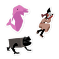 The Shepherd, Phindoll, and Brick Frog sticker set.