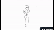 Concept art of Ena moving or dancing.